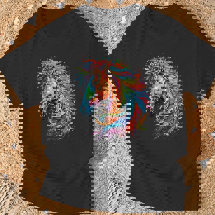 カラフルなアイルランドのドラフト馬愛好家スプラッシュアート Tシャツ 高齢者への贈り物