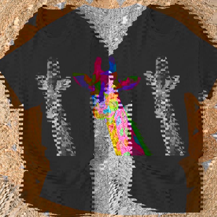 カラフルなキリン愛動物愛キリン Tシャツ 高齢者への贈り物