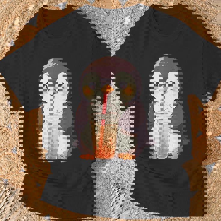 カワイイ ペンギンドリンク バブルティー ペンギンボバ Tシャツ 高齢者への贈り物