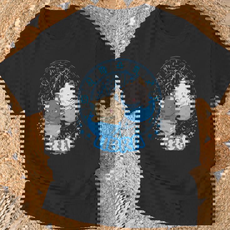 カワイイ猫占星術 星座天秤座 Tシャツ 高齢者への贈り物