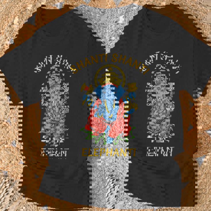 ガネーシャ ヨガ シャンティ 象 ブッダ 象 Tシャツ 高齢者への贈り物