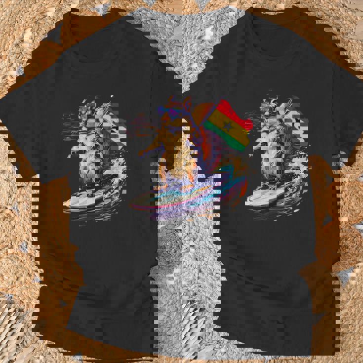 ガーナ プライド サーフィン リス ガーナのルーツ ガーナ国旗 Tシャツ 高齢者への贈り物