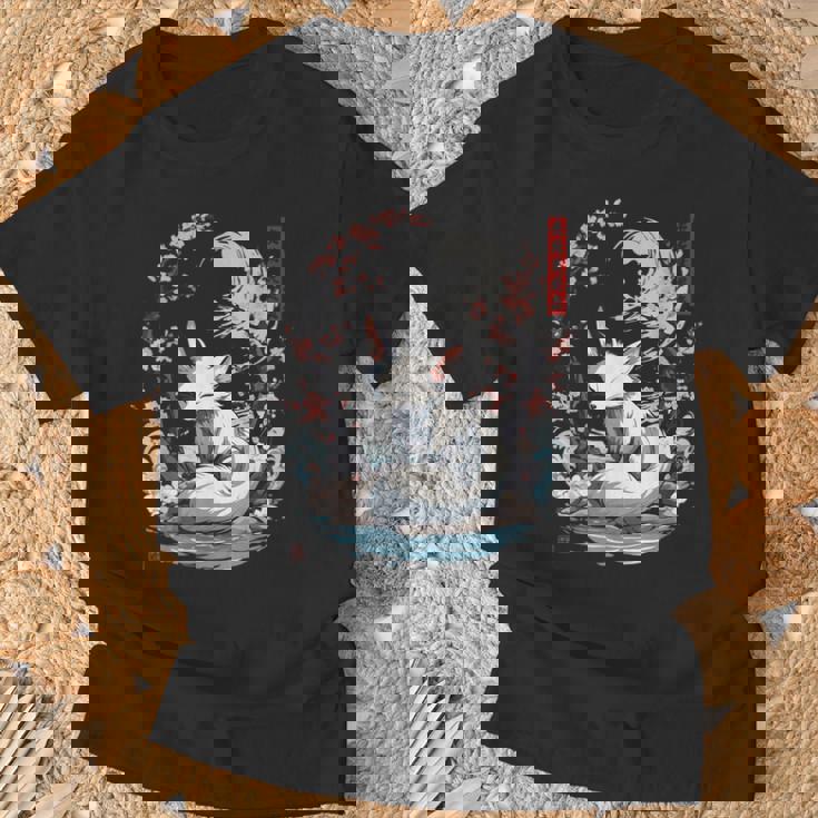 キツネ 妖怪 白狐 幽霊 浮世絵 ヴィンテージ Tシャツ 高齢者への贈り物