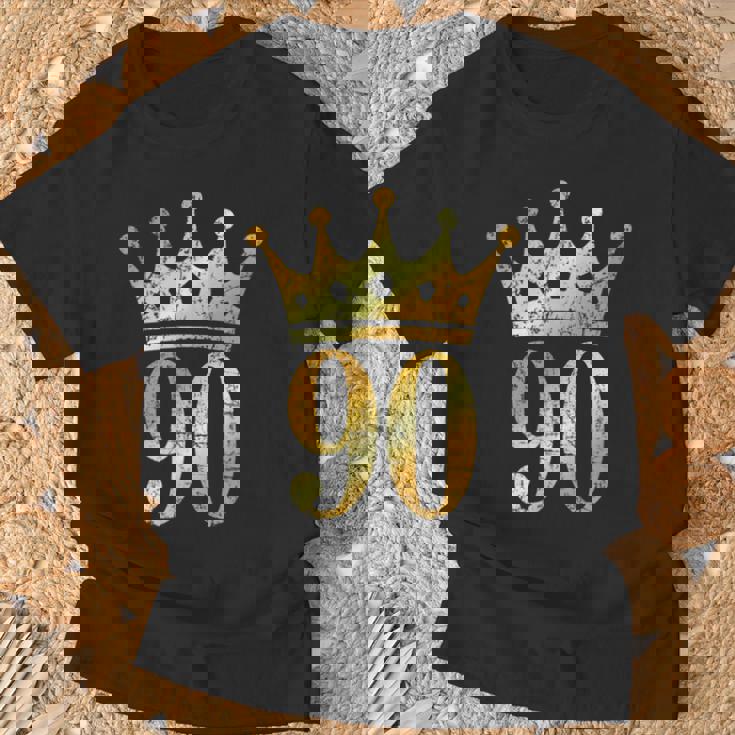 クラウン ナンバー90 ヴィンテージゴールデンイエロー 90歳の誕生日 Tシャツ 高齢者への贈り物