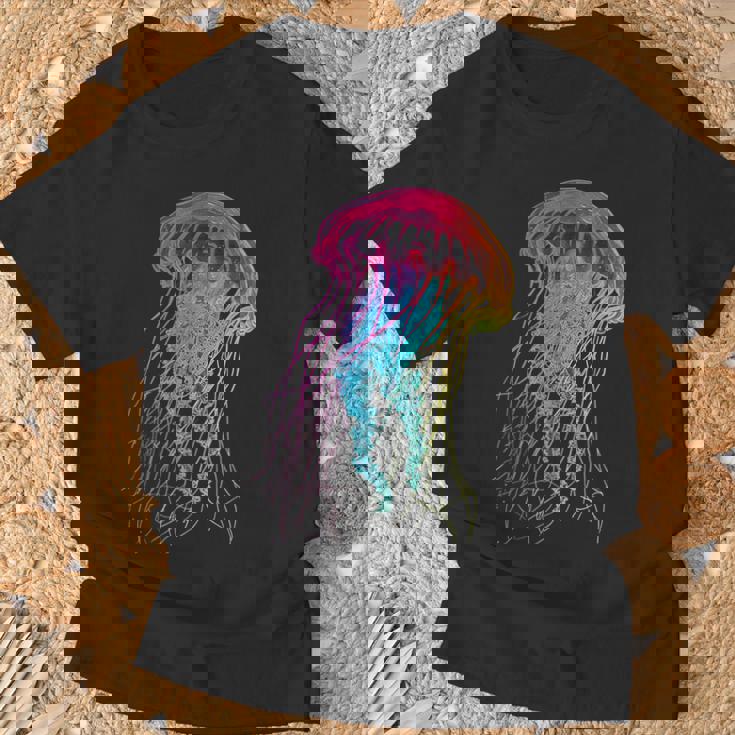 クラゲ カラフル ファンタジー 動物 アート グラフィック クラゲ Tシャツ 高齢者への贈り物