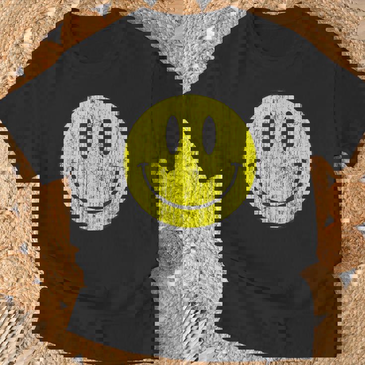 クラシック スマイリーシャツ アンティーク調 80年代風 アシッドハウス アイコン 顔文字 Tシャツ 高齢者への贈り物