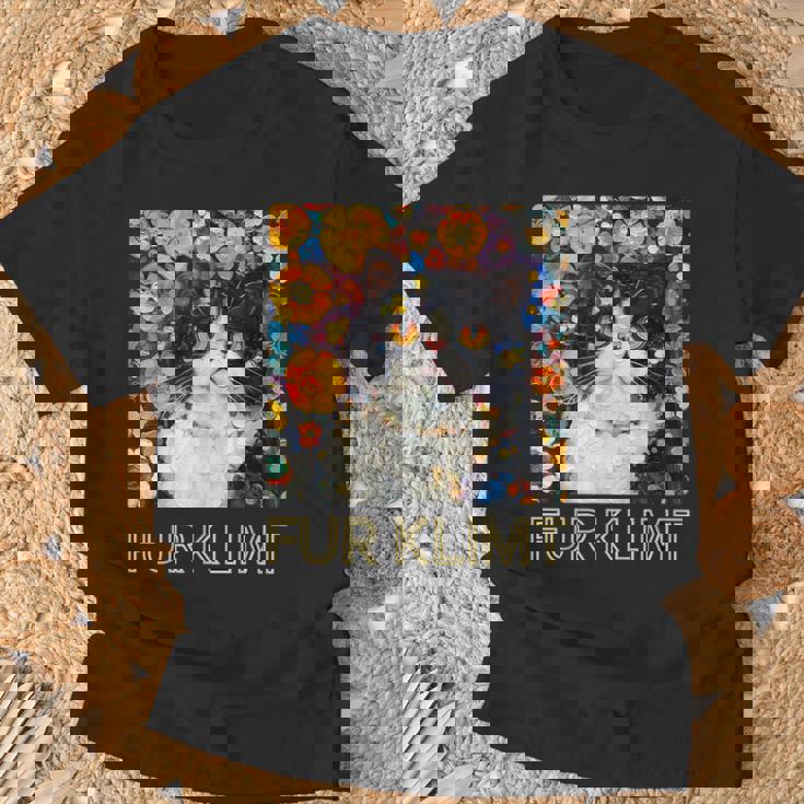 クリムト絵画の猫、猫好き、エキゾチックショートヘア、アーティスト Tシャツ 高齢者への贈り物