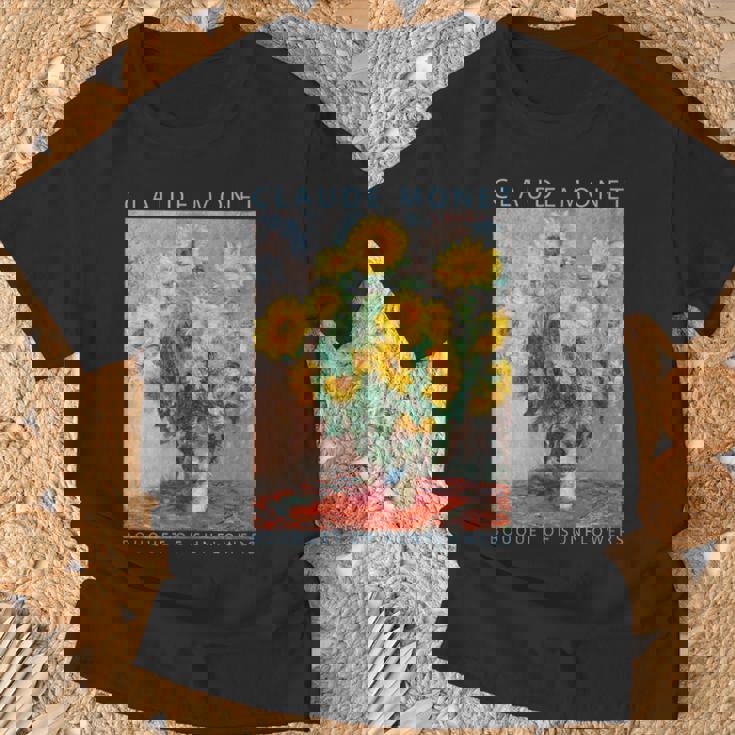 クロード モネ 面白いtシャツ 花 名作 アート ひまわりのブーケ 絵画 メンズ レディース 面白い 服 Tシャツ 高齢者への贈り物