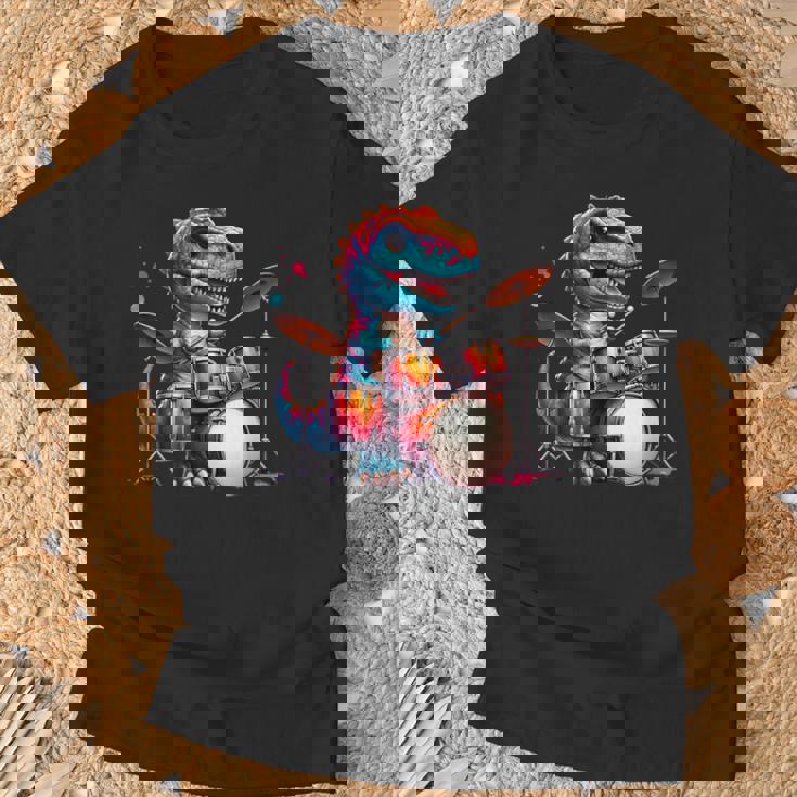 クールなt-Rex恐竜ドラマー音楽バンドデザイン。 Tシャツ 高齢者への贈り物