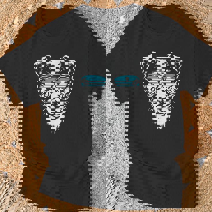クールなジャック ラッセル テリア犬サングラス グラフィック デザイン Tシャツ 高齢者への贈り物