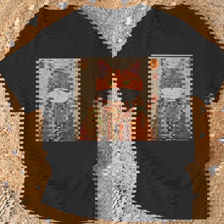 グスタフ・クリムト 幾何学模様の猫 Tシャツ 高齢者への贈り物