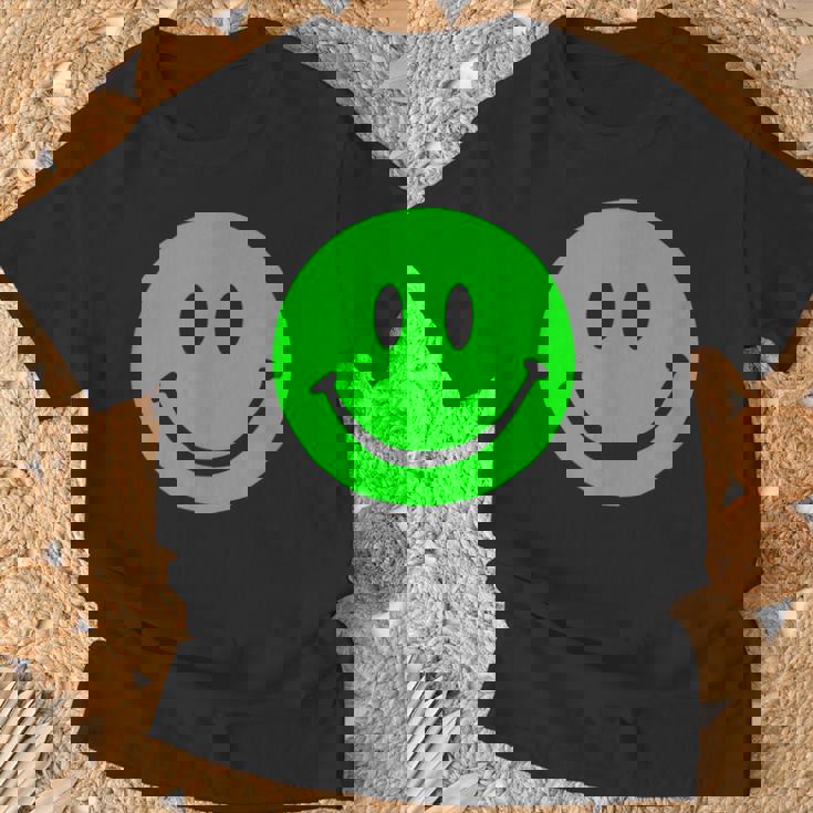 グリーン スマイリーフェイス レトロ グリーン ハッピーフェイス Tシャツ 高齢者への贈り物
