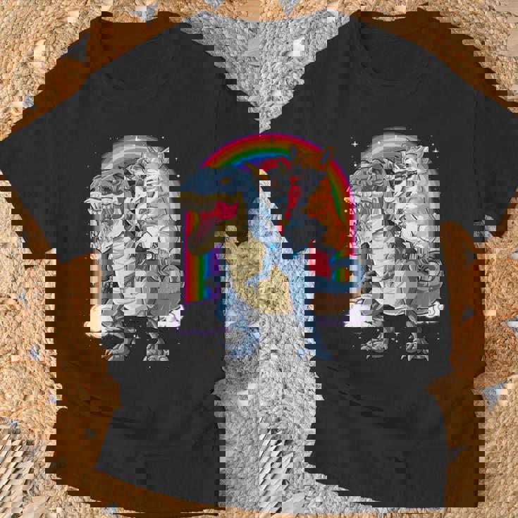 コーギー ユニコーン 恐竜 レックス キッズ ガールズ レインボー ギフト Tシャツ 高齢者への贈り物