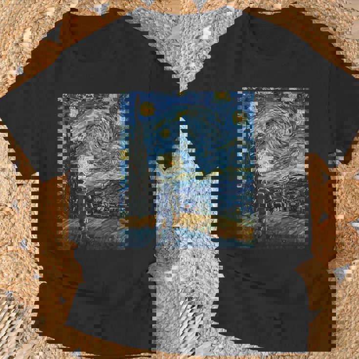 ゴッホにインスパイアされた先見の明のある宇宙飛行士未来の宇宙飛行士 Tシャツ 高齢者への贈り物