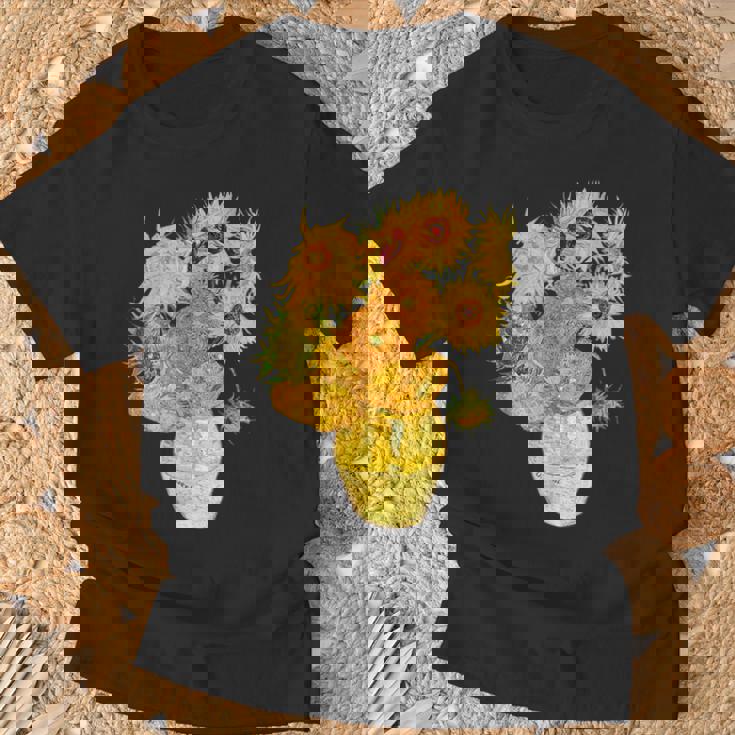 ゴッホのひまわりの現代美術の絵画 Tシャツ 高齢者への贈り物