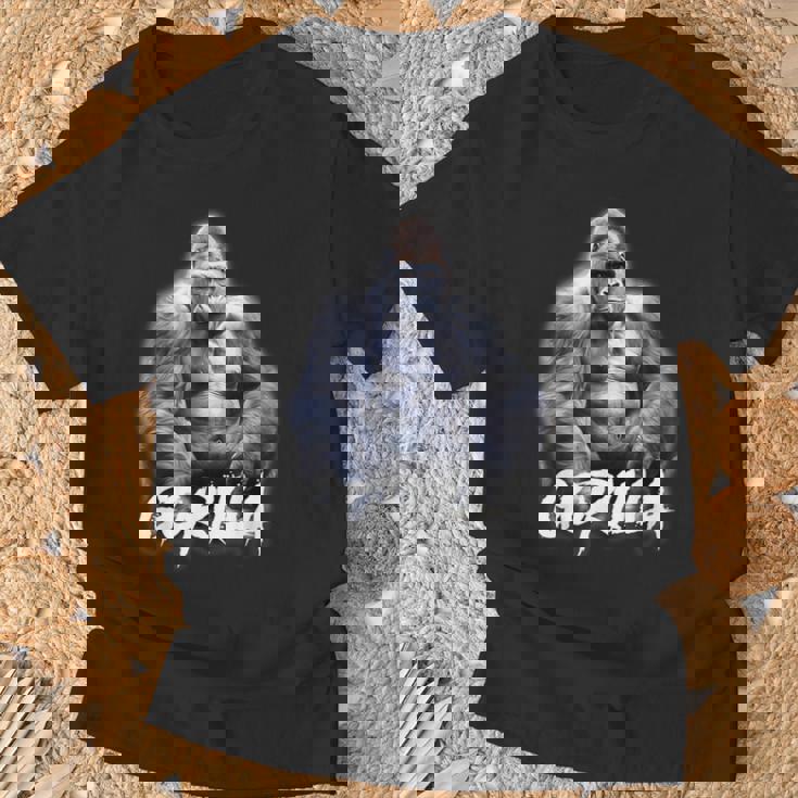 ゴリラ×シルバーバックゴリラ霊長類 Tシャツ 高齢者への贈り物