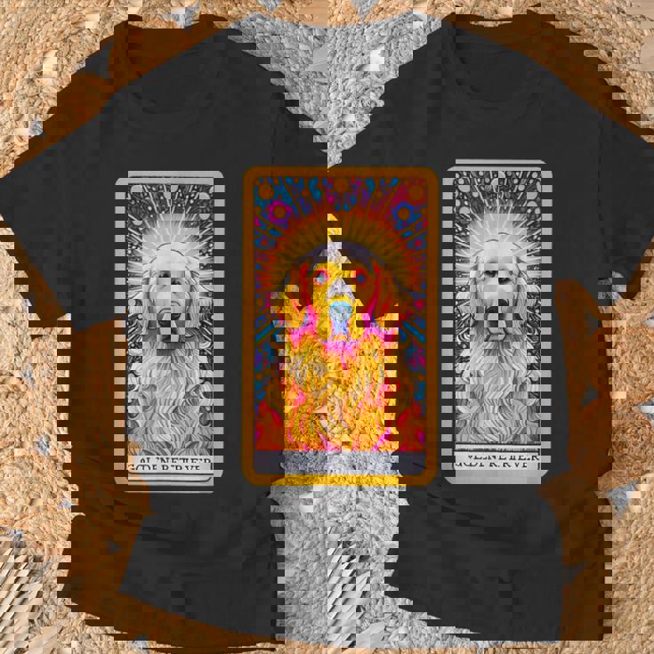 ゴールデンレトリバー 面白いtシャツ 犬 タロット カード メンズ 子供 おもしろ 服 グッズ ネタ わんこ Tシャツ 高齢者への贈り物