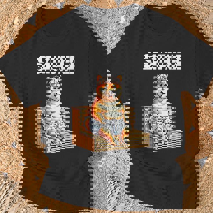 サウナauna さうな 整う アウトドア 焚火 おもしろ 犬 柴犬好き 柴犬 名言 文字 面白い ふざけた ネタ Tシャツ 高齢者への贈り物