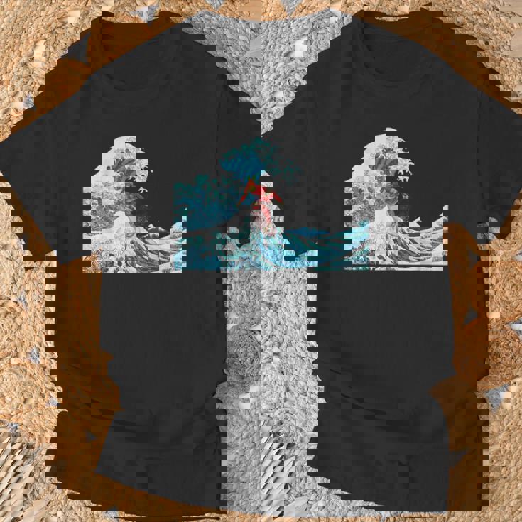 サムライサーフィン神奈川大波-クールサーファー Tシャツ 高齢者への贈り物