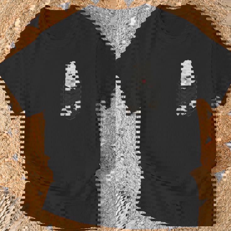 サモエド愛好家のための面白いサモエドをポケットに入れました Tシャツ 高齢者への贈り物