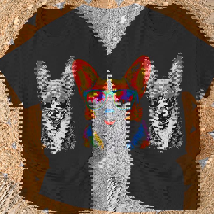 サングラスとコーギー ウェルシュ・コーギー犬 甘いウェルシュ・コーギー Tシャツ 高齢者への贈り物