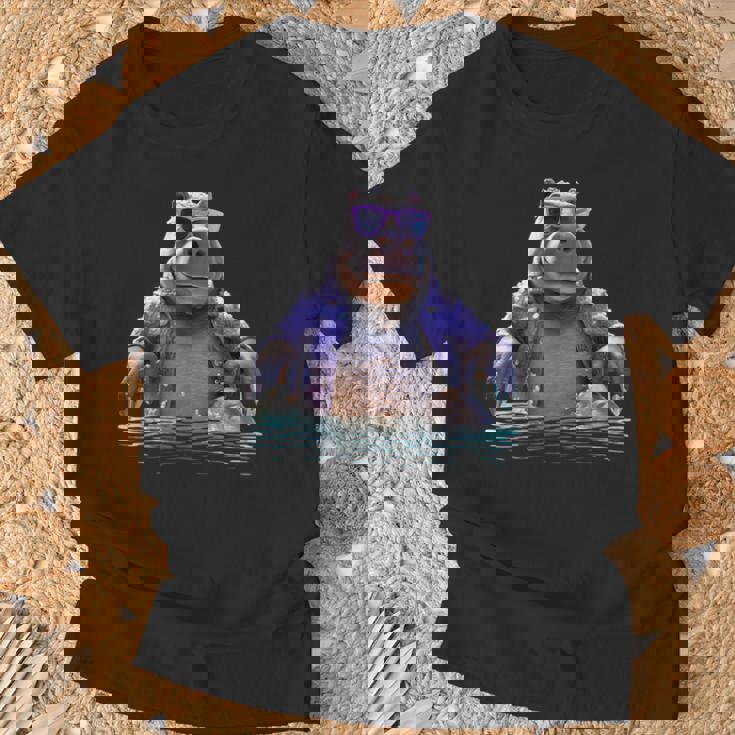 サングラスをかけたカバ カバ かわいいカバ Tシャツ 高齢者への贈り物