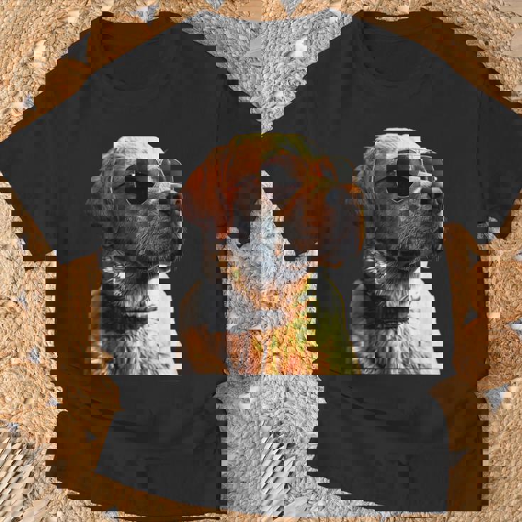 サングラスをかけたラブラドール・レトリバー 愛犬ラブラドール Tシャツ 高齢者への贈り物