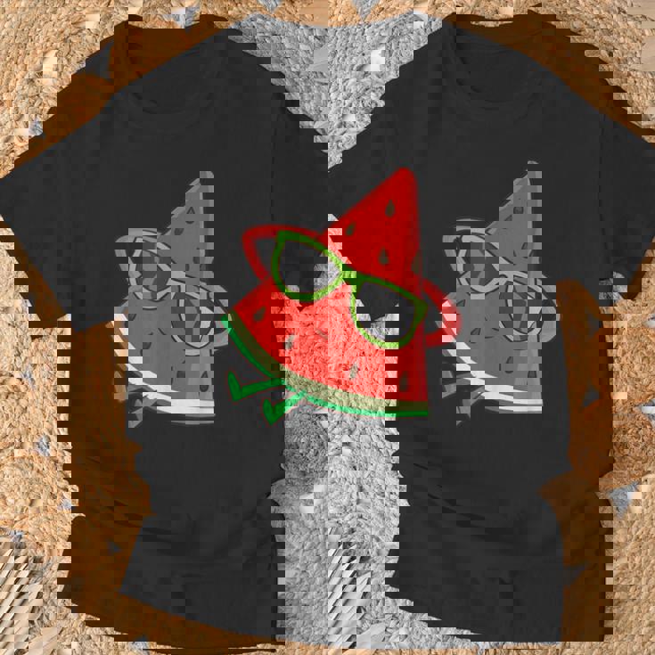 サングラス面白いスイカとスイカの夏のメロン Tシャツ 高齢者への贈り物