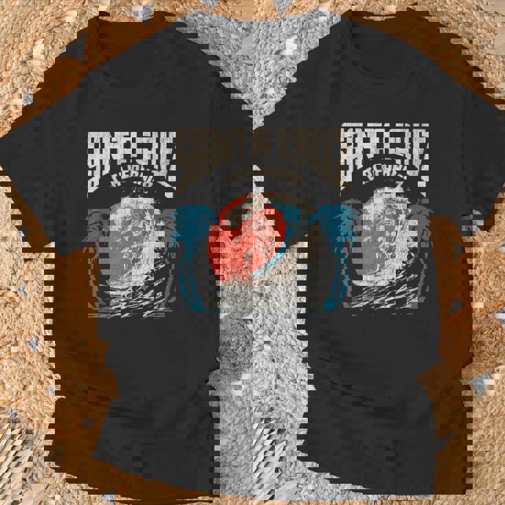 サンタクルーズ カリフォルニア サーフィン スケルトンデザイン サーファー向け Tシャツ 高齢者への贈り物