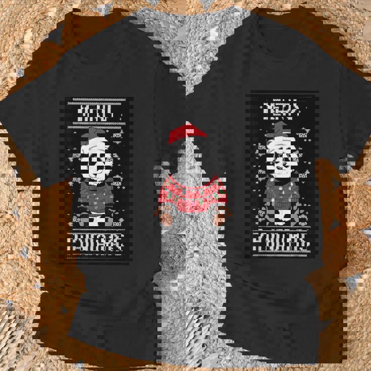 サンタ帽子付きパンダ 醜いクリスマス X-Mas Tシャツ 高齢者への贈り物