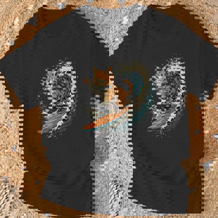 サーファー猫 サーフィン Tシャツ 高齢者への贈り物