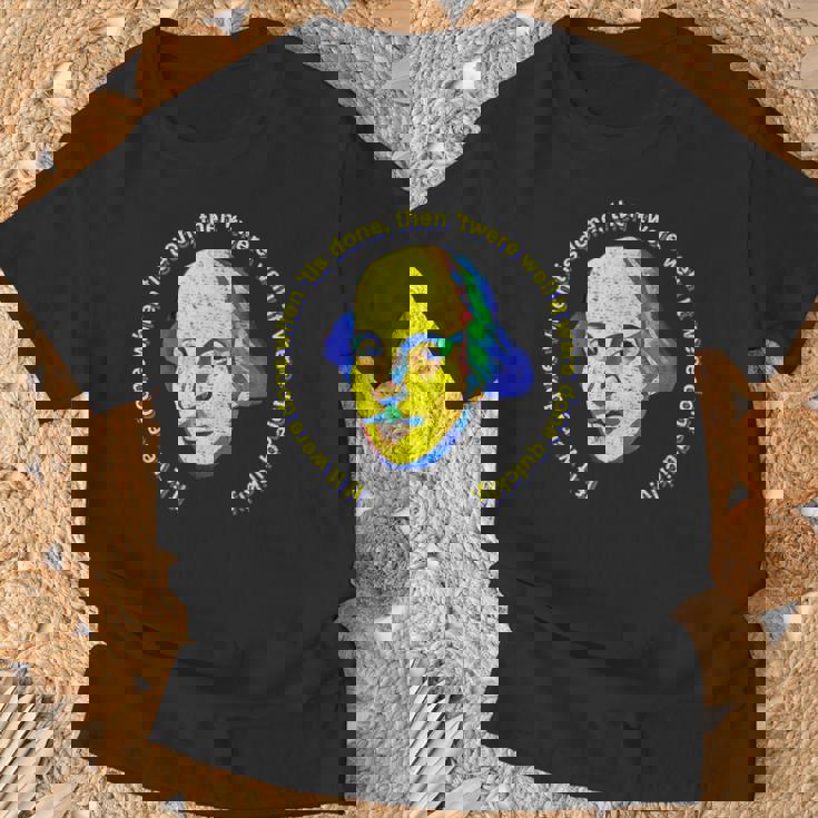 シェイクスピアがマクベスの言葉を引用したらそれが終わったら終わった Tシャツ 高齢者への贈り物