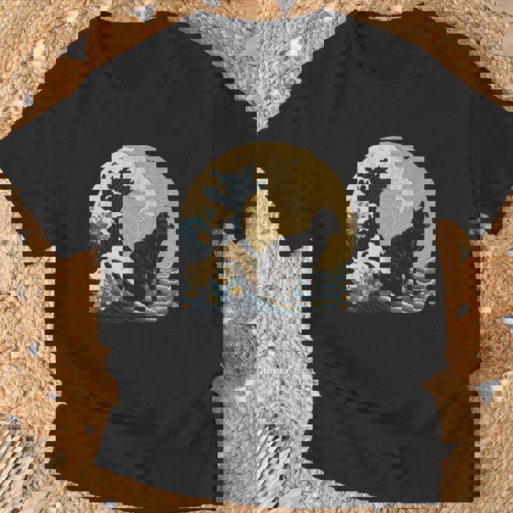 シュールレアリズム 日本画 黒猫 Tシャツ 高齢者への贈り物