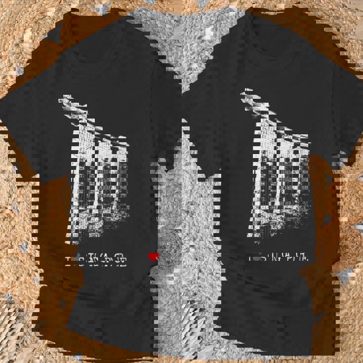 シンガポール マリーナベイ ヴィンテージ スカイライン アジア アイラブシンガポール I Loveingapore Tシャツ 高齢者への贈り物