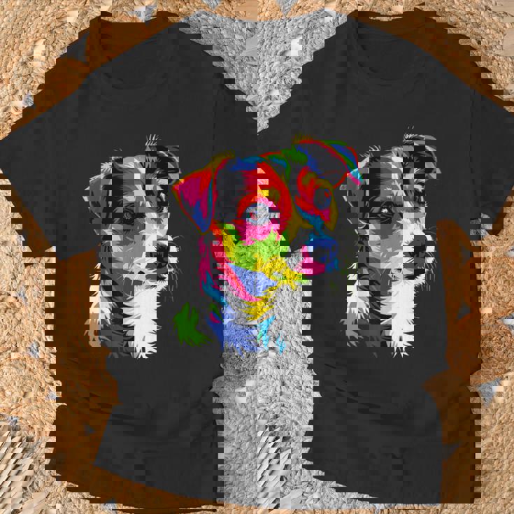 ジャック・ラッセル・テリア ブライトカラー ポップアート 愛犬家 Tシャツ 高齢者への贈り物