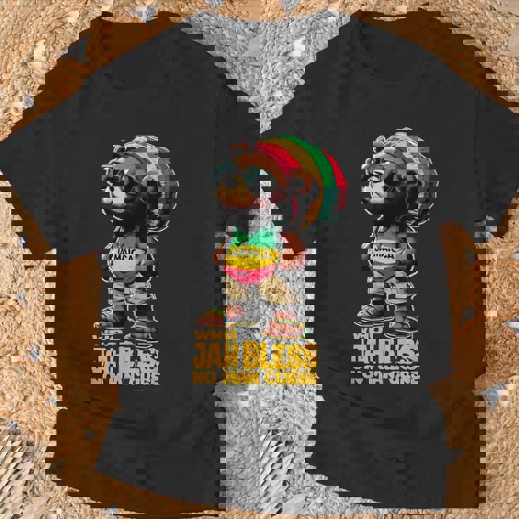 ジャマイカ かわいいラスタ テディベア ジャー ブレス レゲエ ルーツ Tシャツ 高齢者への贈り物