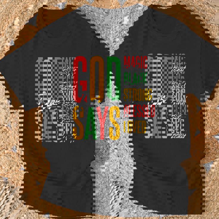 ジューンティーンス・ブラック・ガール・クリスチャン・ゴッドは私が強く祝福されていると言う Tシャツ 高齢者への贈り物