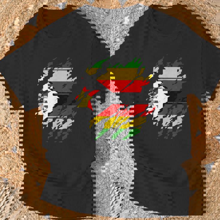 ジンバブエの旗ジンバブエ Tシャツ 高齢者への贈り物