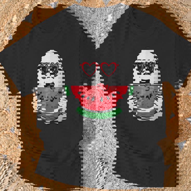 スイカを食べるかわいい幽霊 サマーウィーン ハロウィンコスチューム Tシャツ 高齢者への贈り物