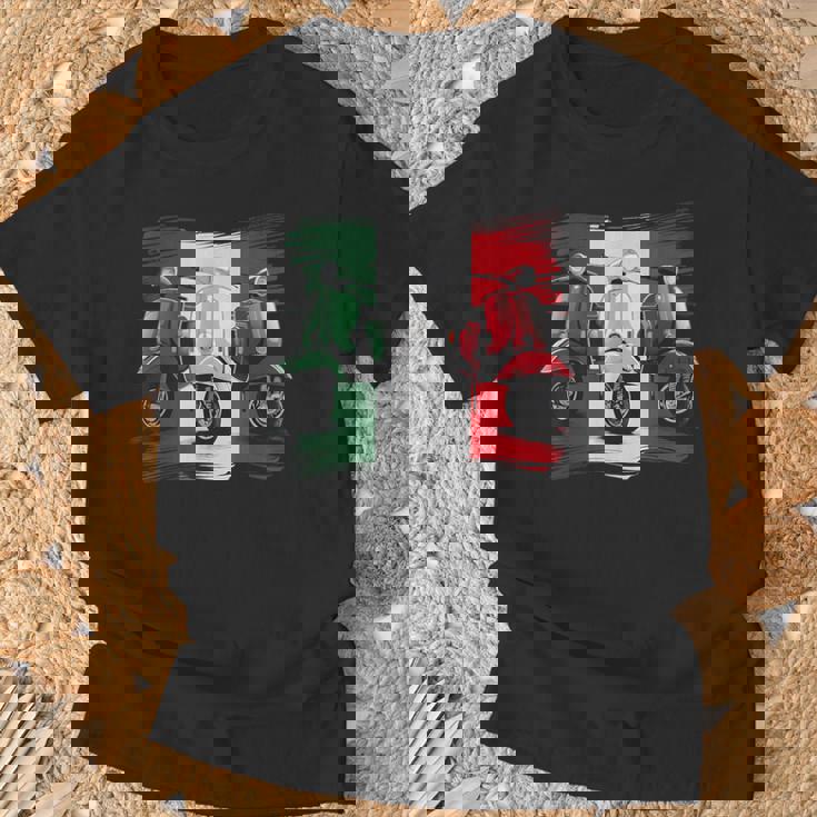スクーター バイク バイク スクート イタリア国旗 原付スクーター Tシャツ 高齢者への贈り物