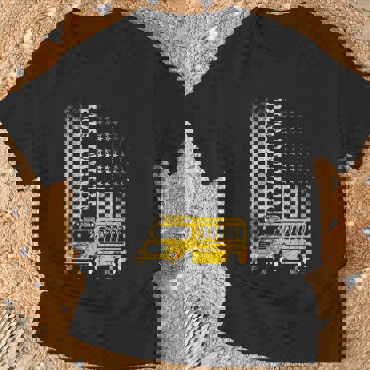 スクールバスドライバー アメリカ国旗 スクールバスドライバー用 Tシャツ 高齢者への贈り物