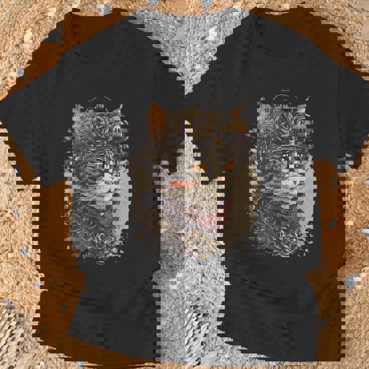 スチームパンク 猫 キティ 子猫 スチームパンク Tシャツ 高齢者への贈り物