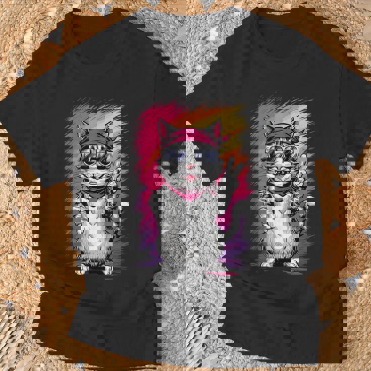 ストリートスタイル 猫 グラフィティ アート ストリートアート Tシャツ 高齢者への贈り物