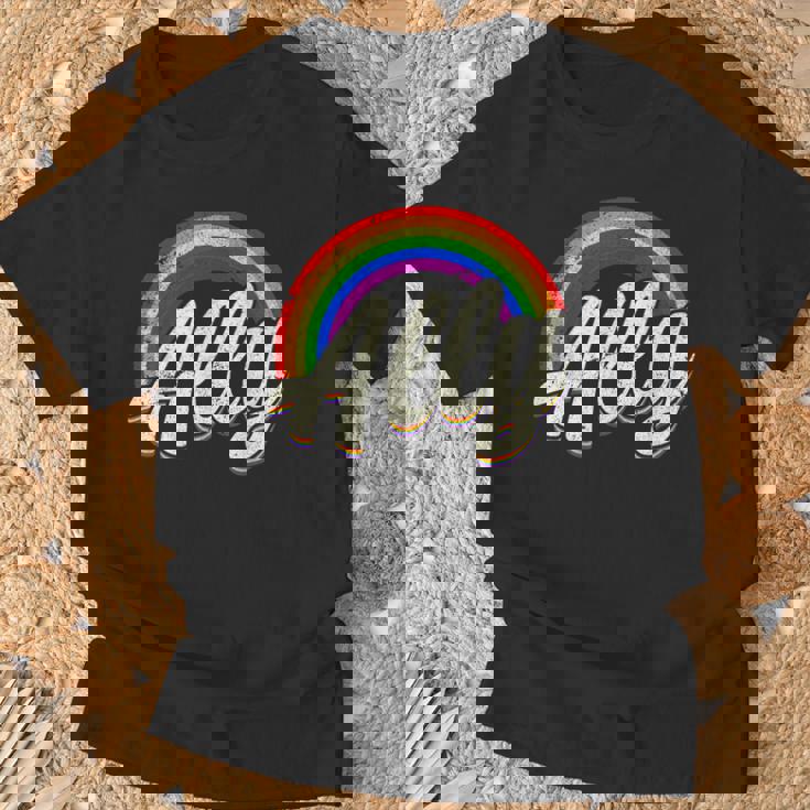 ストレートの味方、レインボーカラー、Lgbtプライド Tシャツ 高齢者への贈り物