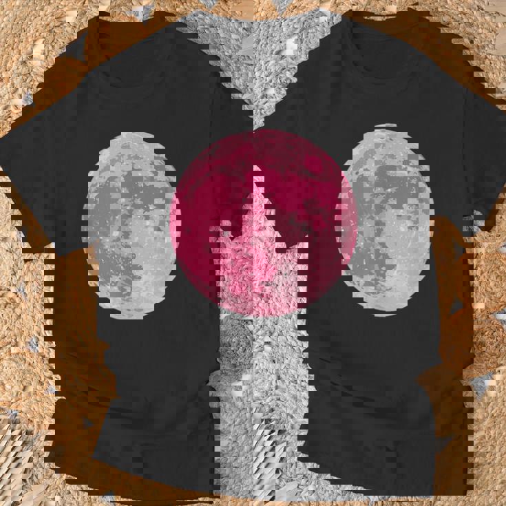ストロベリームーンデザイン 満月 かわいいピンクムーン Tシャツ 高齢者への贈り物
