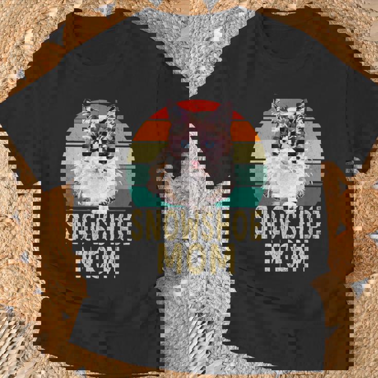 スノーシュー 猫 ママ レトロ ヴィンテージ 面白い I Love My Cat Tシャツ 高齢者への贈り物