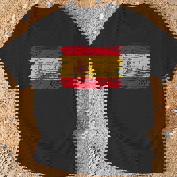 スペイン国旗の絵、スペインの地図のスケッチ。 Tシャツ 高齢者への贈り物