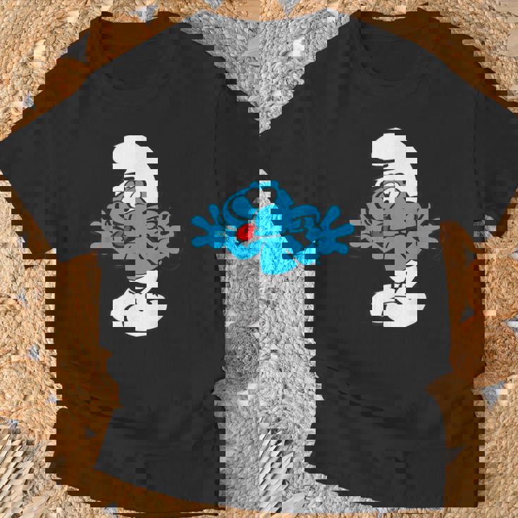 スマーフ ジョキー スマーフ 舌 ジョイフル ブルー コミック スマーフェット Tシャツ 高齢者への贈り物