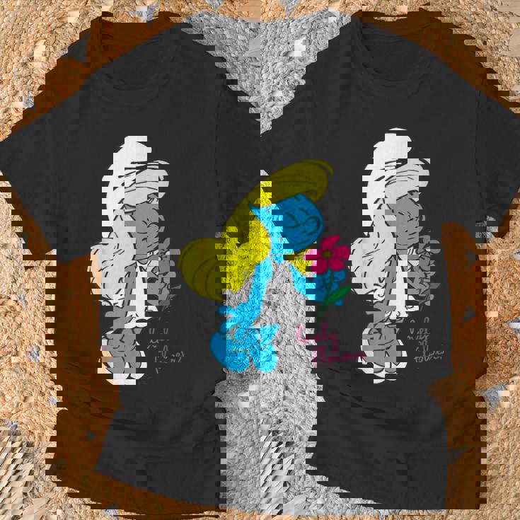 スマーフ スマーフェット キャラクター 花 咲く スマーフィー ファン Tシャツ 高齢者への贈り物