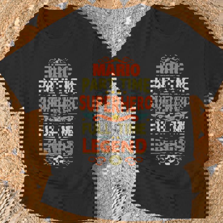 スーパーヒーロー マリオ レジェンド パーソナライズ 面白い 名前 マリオ Tシャツ 高齢者への贈り物